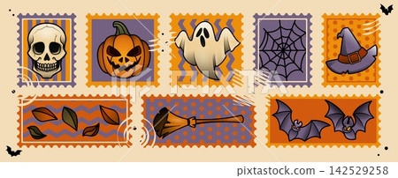 Vintage Halloween stamps set Vintage Halloween stamps set 142529258