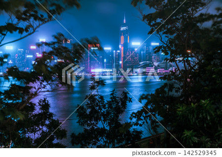 Hong Kong city at night 142529345