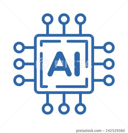 Artificial Intelligence Microchip Vector Icon with Circuit Node Connections Artificial Intelligence Microchip Vector Icon with Circuit Node Connections 142529360