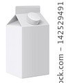 White carton pack for milk or juice with plastic cap, Yogurt or kefir pack. Vector realistic 3d mockup of cardboard box for liquid dairy products and beverage isolated on background. 142529491