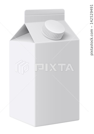 White carton pack for milk or juice with plastic cap, Yogurt or kefir pack. Vector realistic 3d mockup of cardboard box for liquid dairy products and beverage isolated on background. 142529491
