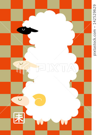 Year of the Sheep: Simple and cute sheep New Year's card illustration material Year of the Sheep: Simple and cute sheep New Year's card illustration material 142529629