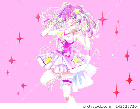 Singing and dancing idol, pink hair, sparkling Singing and dancing idol, pink hair, sparkling 142529720