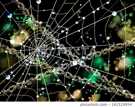 Game background: spiderwebs, chains, and raindrops Game background: spiderwebs, chains, and raindrops 142529954