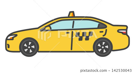 黃色計程車(轎車式乘用車)插圖。 黃色計程車(轎車式乘用車)插圖。 142530043