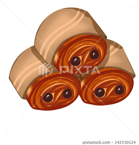 Three Pain Au Chocolat Pastries Group Vector Illustration Three Pain Au Chocolat Pastries Group Vector Illustration 142530124