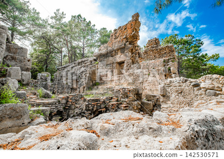 stone ruins of the ancient city of Phaselis in Turkey stone ruins of the ancient city of Phaselis in Turkey 142530571