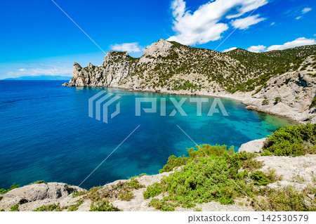 seascape with rocks at clear day seascape with rocks at clear day 142530579