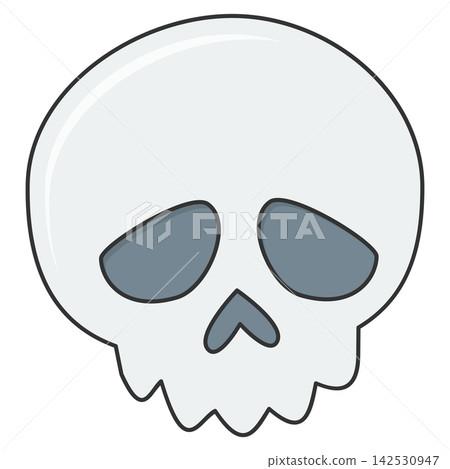Flat style sticker illustration of a pale halloween skull isolated on transparent background. Spooky human skeleton head clip art graphic icon design element for autumn holiday project asset. Flat style sticker illustration of a pale halloween skull isolated on transparent background. Spooky human skeleton head clip art graphic icon design element for autumn holiday project asset. 142530947
