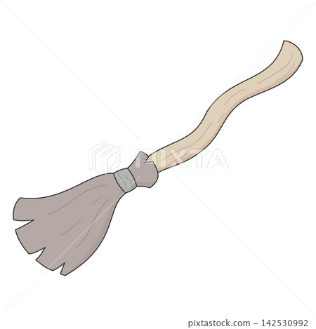 Flat style sticker illustration of a magic witch broomstick isolated on transparent background. Halloween broom accessory clip art graphic icon design element for spooky design asset. Flat style sticker illustration of a magic witch broomstick isolated on transparent background. Halloween broom accessory clip art graphic icon design element for spooky design asset. 142530992