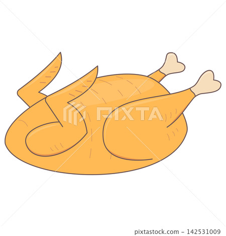 Flat style sticker illustration of a whole roasted turkey isolated on transparent background. Thanksgiving festive cooked poultry feast clip art graphic design element for holiday asset. Flat style sticker illustration of a whole roasted turkey isolated on transparent background. Thanksgiving festive cooked poultry feast clip art graphic design element for holiday asset. 142531009