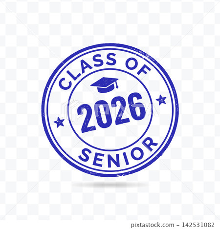 Class of 2026 graduation rubber stamp, blue textured vector illustration featuring mortarboard for school events Class of 2026 graduation rubber stamp, blue textured vector illustration featuring mortarboard for school events 142531082