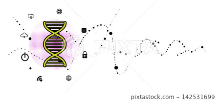 Futuristic halftone, DNA strands, connected neural web. Chemical and medical background Futuristic halftone, DNA strands, connected neural web. Chemical and medical background 142531699