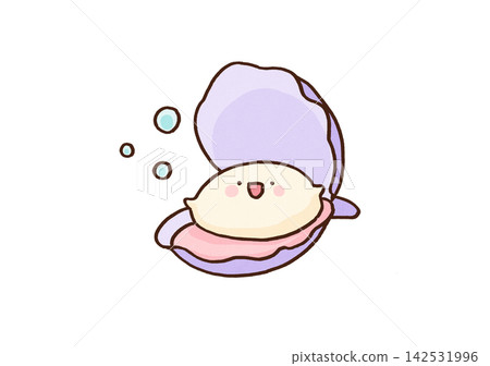 A cute clam opens its shell and smiles broadly. A cute clam opens its shell and smiles broadly. 142531996