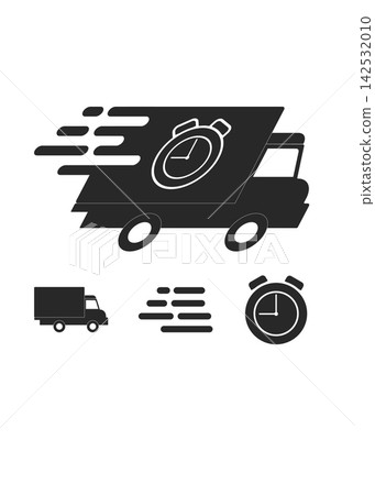 Fast Delivery Service Icon with Speed Lines and Clock Fast Delivery Service Icon with Speed Lines and Clock 142532010