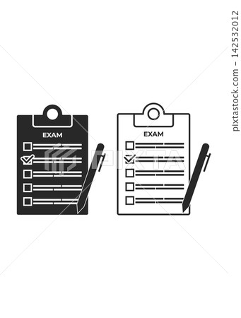 Exam Clipboard with Checklist and Pen Icon Set Exam Clipboard with Checklist and Pen Icon Set 142532012