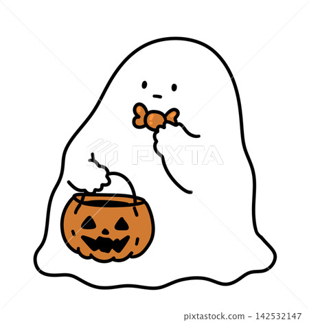 cute ghost with halloween pumpkin cute ghost with halloween pumpkin 142532147