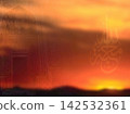 composite image of music notes on roof and sunset 142532361