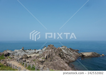 Sixteen Arhat Rocks, Fukiura Coast, Rocky Cape and Summer Sea Sixteen Arhat Rocks, Fukiura Coast, Rocky Cape and Summer Sea 142532882