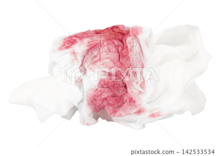 Blood on the tissue paper isolated on white background 142533534