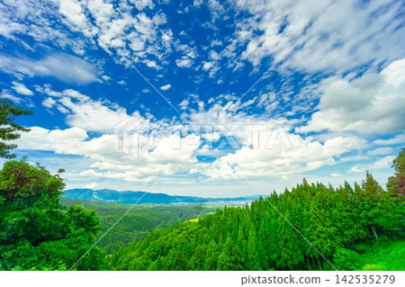 從大谷展望台眺望富山縣南東市的夏日景色。 142535279