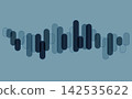 Abstract graphics of organic shapes overlapping in a semi-transparent manner against a blue-gray background. 142535622