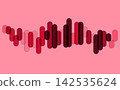 Minimalist texture material with abstract graphic patterns in pink and red. 142535624