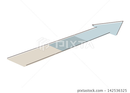 An upward-sloping arrow; simple line drawing illustration; symbolizes business growth, increased sales, career advancement; image material. An upward-sloping arrow; simple line drawing illustration; symbolizes business growth, increased sales, career advancement; image material. 142536325