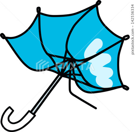An illustration of an umbrella that has been broken by strong winds. An illustration of an umbrella that has been broken by strong winds. 142536334