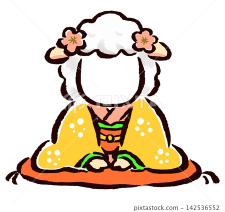New Year's card material for the Year of the Sheep (1 person) - Kimono New Year's card material for the Year of the Sheep (1 person) - Kimono 142536552