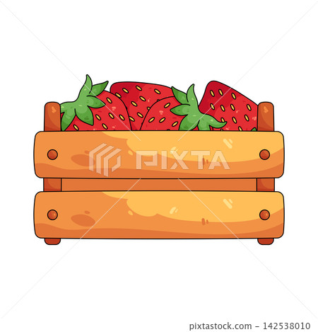 Illustration of wooden crate of strawberries Illustration of wooden crate of strawberries 142538010