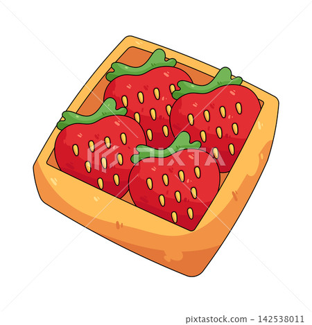 Illustration of strawberries in a box 142538011
