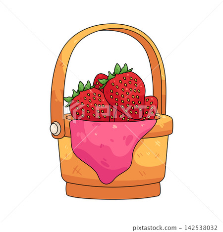 Illustration of basket of strawberries Illustration of basket of strawberries 142538032