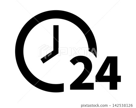 A black clock-motif pictogram that can be used to indicate 24-hour online ordering or that orders can be placed anytime. A black clock-motif pictogram that can be used to indicate 24-hour online ordering or that orders can be placed anytime. 142538126