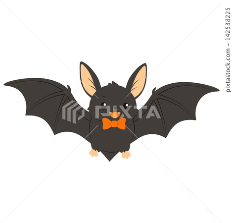 Cute Halloween Bat with Orange Bow Tie Isolated on Transparent Background Cute Halloween Bat with Orange Bow Tie Isolated on Transparent Background 142538225