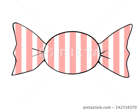 可愛的糖果插畫，粉紅色和白色條紋相間 142538370