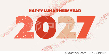 2027 Lunar New Year Greeting Typography with Grain Texture Background 142539403