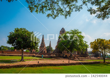 Landscape of Wat Chaiwatthanaram Temple in Buddhist temple Is a temple built in ancient sunset time at Ayutthaya Historical Park near Bangkok. Thailand 142540044