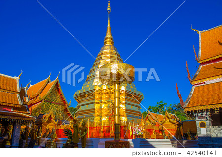 Wat Phra That Doi Suthep or golden temple is famous visiting place or landmark and attraction of Chiang Mai, Thailand. Wat Phra That Doi Suthep or golden temple is famous visiting place or landmark and attraction of Chiang Mai, Thailand. 142540141