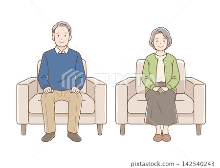 圖:老年男女坐在椅子上 圖:老年男女坐在椅子上 142540243