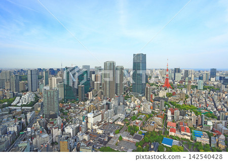 東京鐵塔與麻布台山風景 東京都港區森 JP 塔 東京鐵塔與麻布台山風景 東京都港區森 JP 塔 142540428