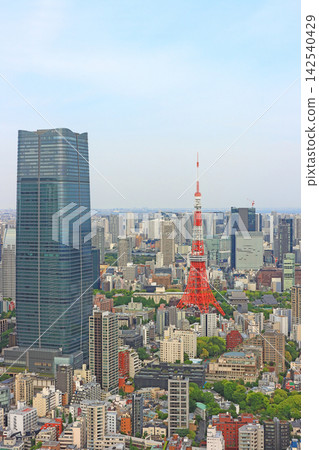 東京鐵塔與麻布台山風景 東京都港區森 JP 塔 東京鐵塔與麻布台山風景 東京都港區森 JP 塔 142540429