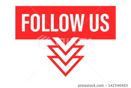 Follow us red button with arrows Follow us red button with arrows 142540483