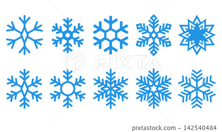Set of blue snowflake icons 142540484