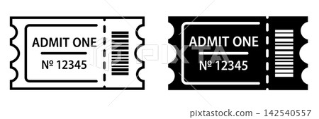 Two ticket icons in black and white styles Two ticket icons in black and white styles 142540557