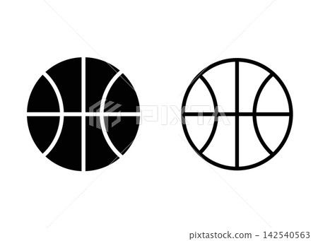 Basketball ball icons in solid and outline styles Basketball ball icons in solid and outline styles 142540563