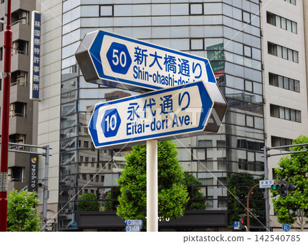 Road signs indicating Shin-Ohashi Street and Eitai Street Road signs indicating Shin-Ohashi Street and Eitai Street 142540785
