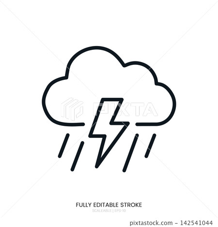 Stormy weather icon with rain and lightning Stormy weather icon with rain and lightning 142541044