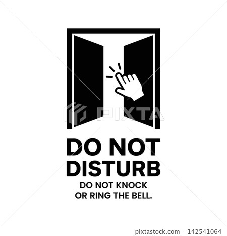 Do not disturb sign with open door and knocking hand icon isolated on white background Do not disturb sign with open door and knocking hand icon isolated on white background 142541064