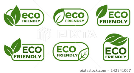Set of eco friendly green leaf logo icons and badges 142541067